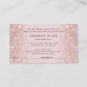 Handtekenscript Blush roze glitter Modern Girly Aanbevelingskaartje (Achterkant)