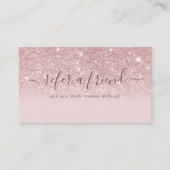 Handtekenscript Blush roze glitter Modern Girly Aanbevelingskaartje (Voorkant)