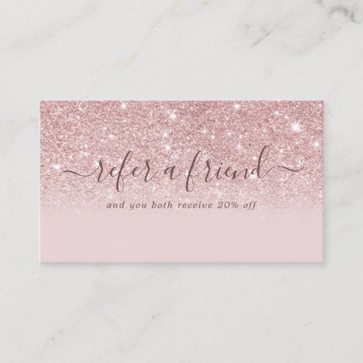 Handtekenscript Blush roze glitter Modern Girly Aanbevelingskaartje (Voorkant)