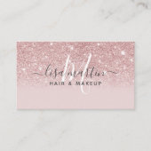 Handtekenscript Blush roze glitter Modern Girly Visitekaartje (Voorkant)