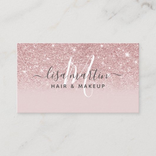 Handtekenscript Blush roze glitter Modern Girly Visitekaartje (Voorkant)