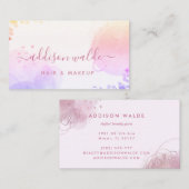 Handtekenscript Blush roze Waterverf Visitekaartje (Voorkant / Achterkant)