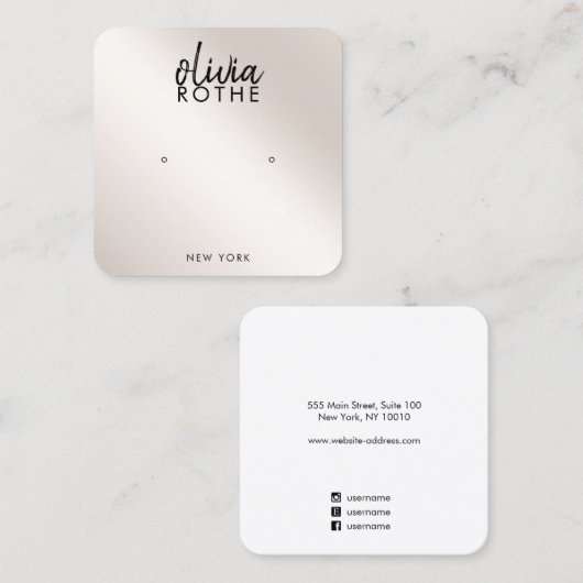 Handtekenscript Champagne Gold Gradient Earning Vierkante Visitekaartje (Voorkant / Achterkant)