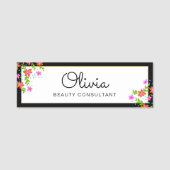 Handtekenscript (Floral Name Tag) Naamplaatje (Voorkant)