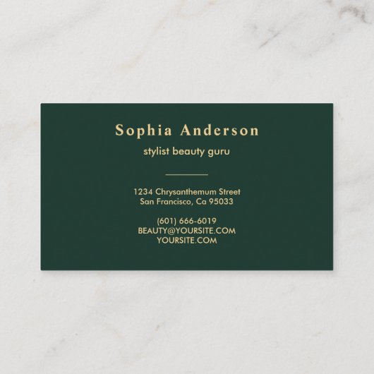 Handtekenscript & Gold Glitter Navy Green Agate Visitekaartje (Achterkant)