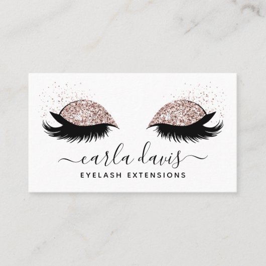 Handtekenscript Roos Gold Glitter Eyelashes Visitekaartje (Voorkant)