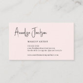Handtekenscript simpele blush roze make-up artiest visitekaartje (Voorkant)