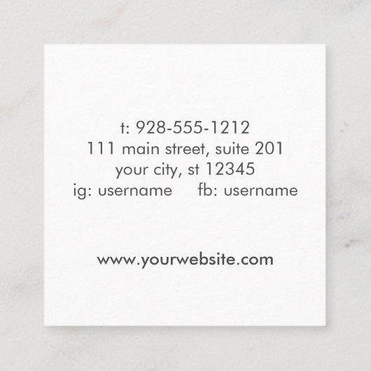Handtekenscript sociale media gestructureerd vierkante visitekaartje (Achterkant)