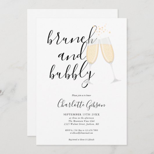 Handtekenscript voor Brunch en Bubble Vrijgezellen Kaart (Voorkant / Achterkant)