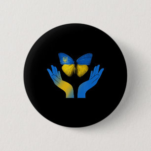 Handvaar vlinder Oekraïne - vlag met eu Ronde Button 5,7 Cm
