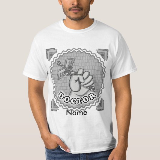 Handvasthoudende caduceus arts t-shirt (Voorkant)