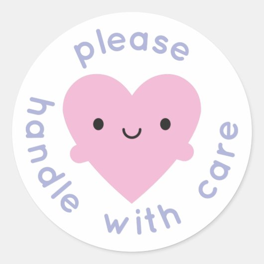 Handvat met zorg Kawaii Heart Ronde Sticker (Voorkant)
