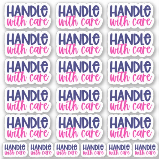 Handvat met zorg - Vinyl Sticker (Voorkant)