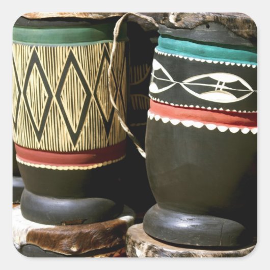 Handvaten, met krultrom, Livingston, Zambia Vierkante Sticker (Voorkant)