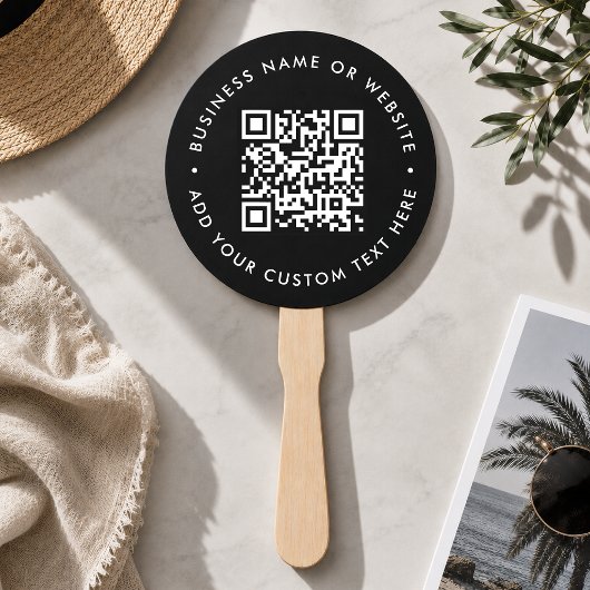 Handventilator | Aangepast QR-code Logo Zwart Even Handwaaier