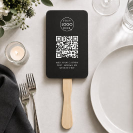 Handventilator | Aangepast QR-code Logo Zwart Even Handwaaier
