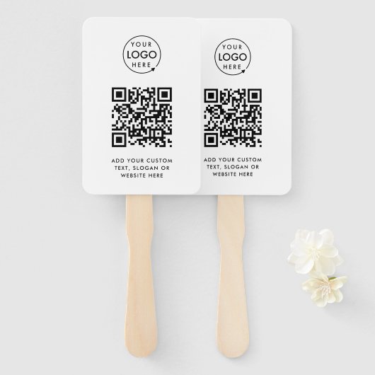 Handventilator | Aangepaste QR-code Logo Moderne E Handwaaier (Voorkant en achterkant)