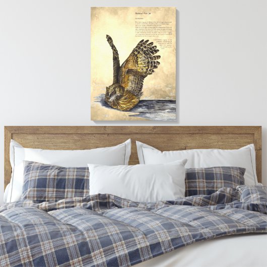 Handverf Bedreigde Uil Print Canvas (Insitu (Slaapkamer))