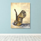 Handverf Bedreigde Uil Print Canvas (Insitu (Houten vloer))