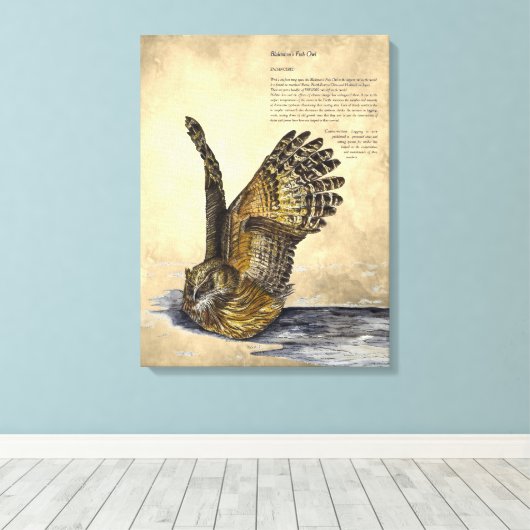 Handverf Bedreigde Uil Print Canvas (Insitu (Houten vloer))