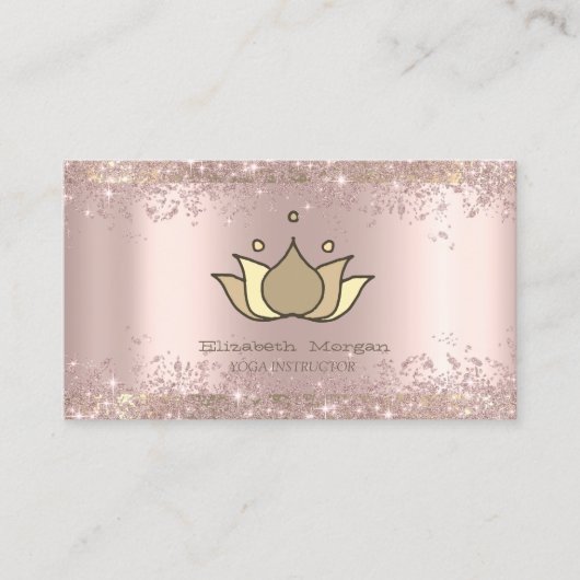 Handverf Lotus Roos Gold Glitter Dust Yoga Visitekaartje (Voorkant)