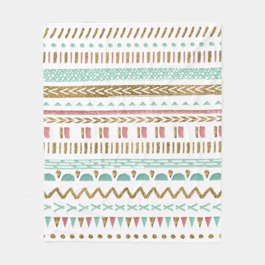 handverfstam Aztec geometrisch ontwerp Fleece Deken (Voorkant)