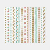 handverfstam Aztec geometrisch ontwerp Fleece Deken (Voorkant (Horizontaal))