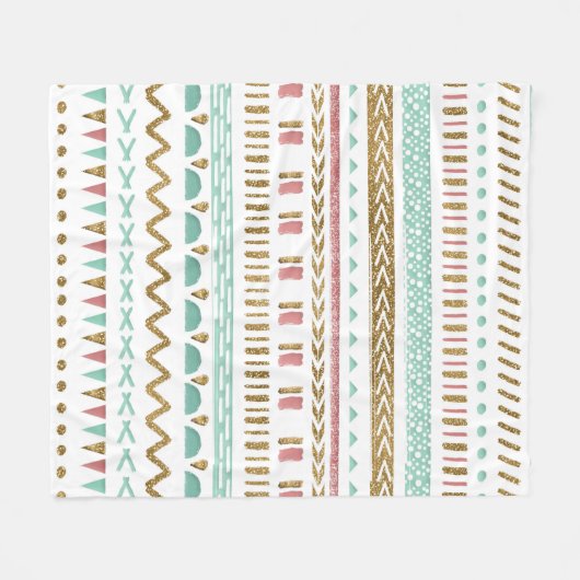 handverfstam Aztec geometrisch ontwerp Fleece Deken (Voorkant (Horizontaal))
