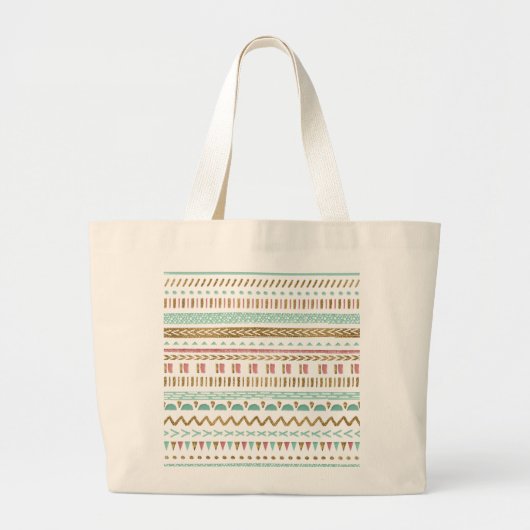  handverfstam Aztec geometrisch ontwerp Grote Tote Bag (Voorkant)
