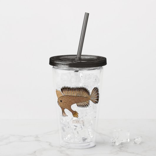Handvis cartoon illustratie acryl drinkbeker (Achterkant ijs)