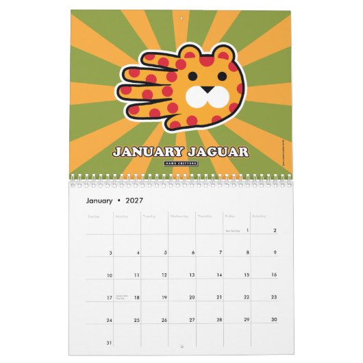 Handvormige dieren 2015 kalender (Jan 2027)