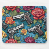 Handwapens en Rozen Bloemen Blauwgroen Muismat (Voorkant)
