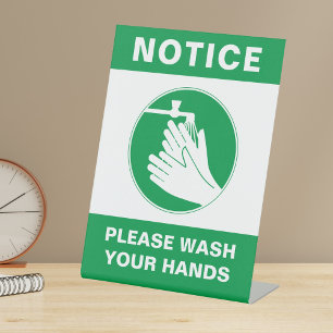 Handwas Veiligheid Tafel Signaalbord Reclamebord Met Voetstuk