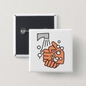 HandwasButton Vierkante Button 5,1 Cm (Voorkant /achterkant)