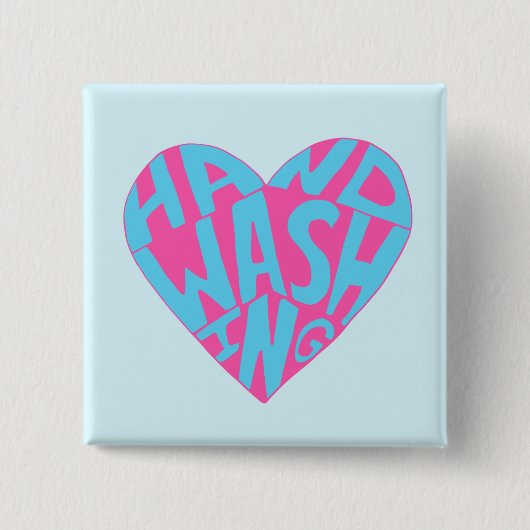 Handwashand Vierkante Button 5,1 Cm (Voorkant)