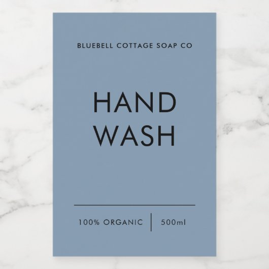 Handwaslabel, elegant, minimaal productetiket voedselcontainer etiket (Enkel label)