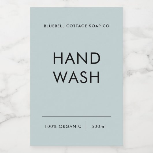 Handwaslabel, elegant, minimaal productetiket voedselcontainer etiket (Enkel label)