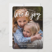 Handwrite Love and Joy Photo Feestdagenkaart (Voorkant)