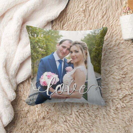 Handwrited Love Script Weduwen Two Photo Kussen (Deken)