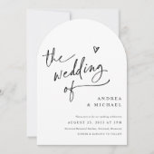 Handwriting Arch Heart Wedding Modern QR Code Kaart (Voorkant)