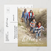 Handwriting Believe | Holiday Photo Postcard Feestdagenkaart (Voorkant / Achterkant)