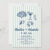 Handwriting Coast  Retro Wedding invitation Kaart (Voorkant)
