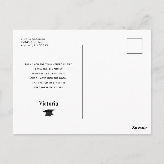 Handwriting Gold en zwart Afstuderen - Hartelijk d Briefkaart (Achterkant)