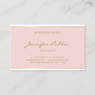 Handwriting Gold Name Tekst Blush Pink Sjabloon Visitekaartje