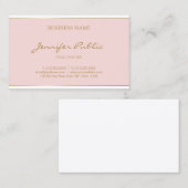 Handwriting Gold Name Tekst Blush Pink Sjabloon Visitekaartje (Voorkant / Achterkant)