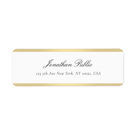 Handwriting Gold White - eenvoudige Sjabloon legan Etiket (Voorkant)