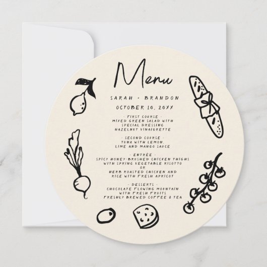 Handwriting Hand drawn Retro Wedding Menu Kaart (Voorkant)