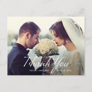 Handwriting Photo Wedding Thank You Postcard Briefkaart