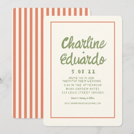 Handwriting Retro Simple Wedding Kaart (Voorkant / Achterkant)