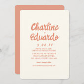 Handwriting Retro Simple Wedding Kaart (Voorkant / Achterkant)